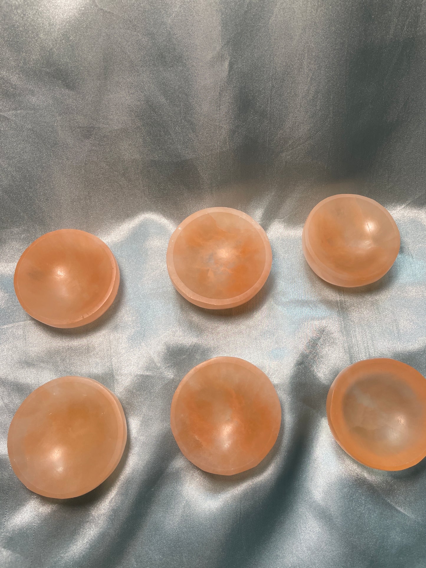 Peach Selenite small bowls