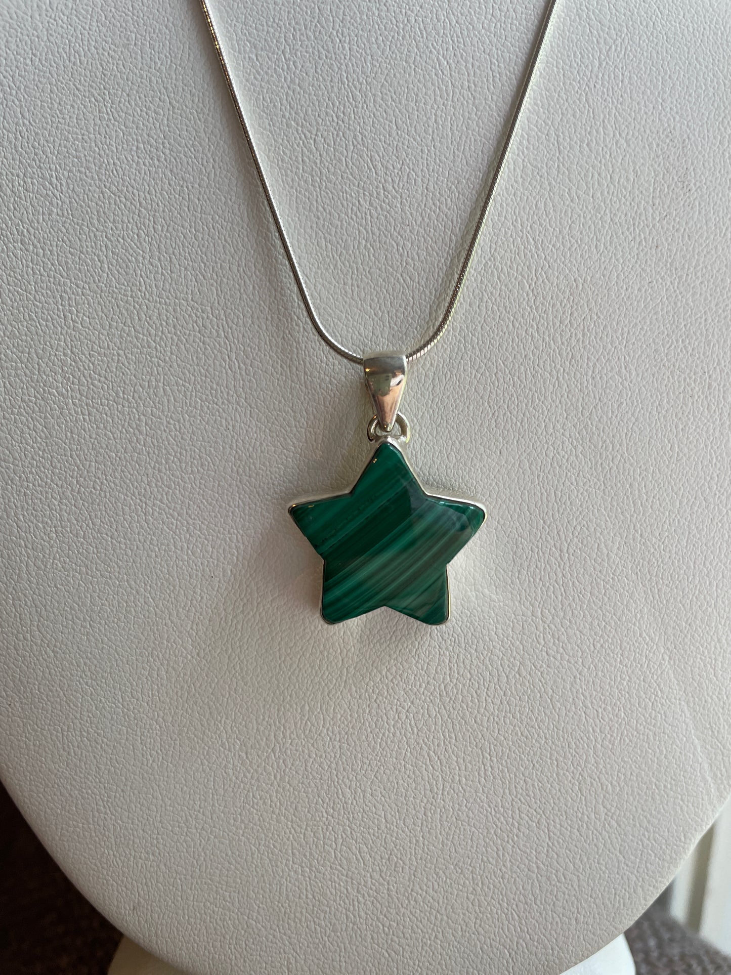 Sterling Silver Malachite Star Necklace