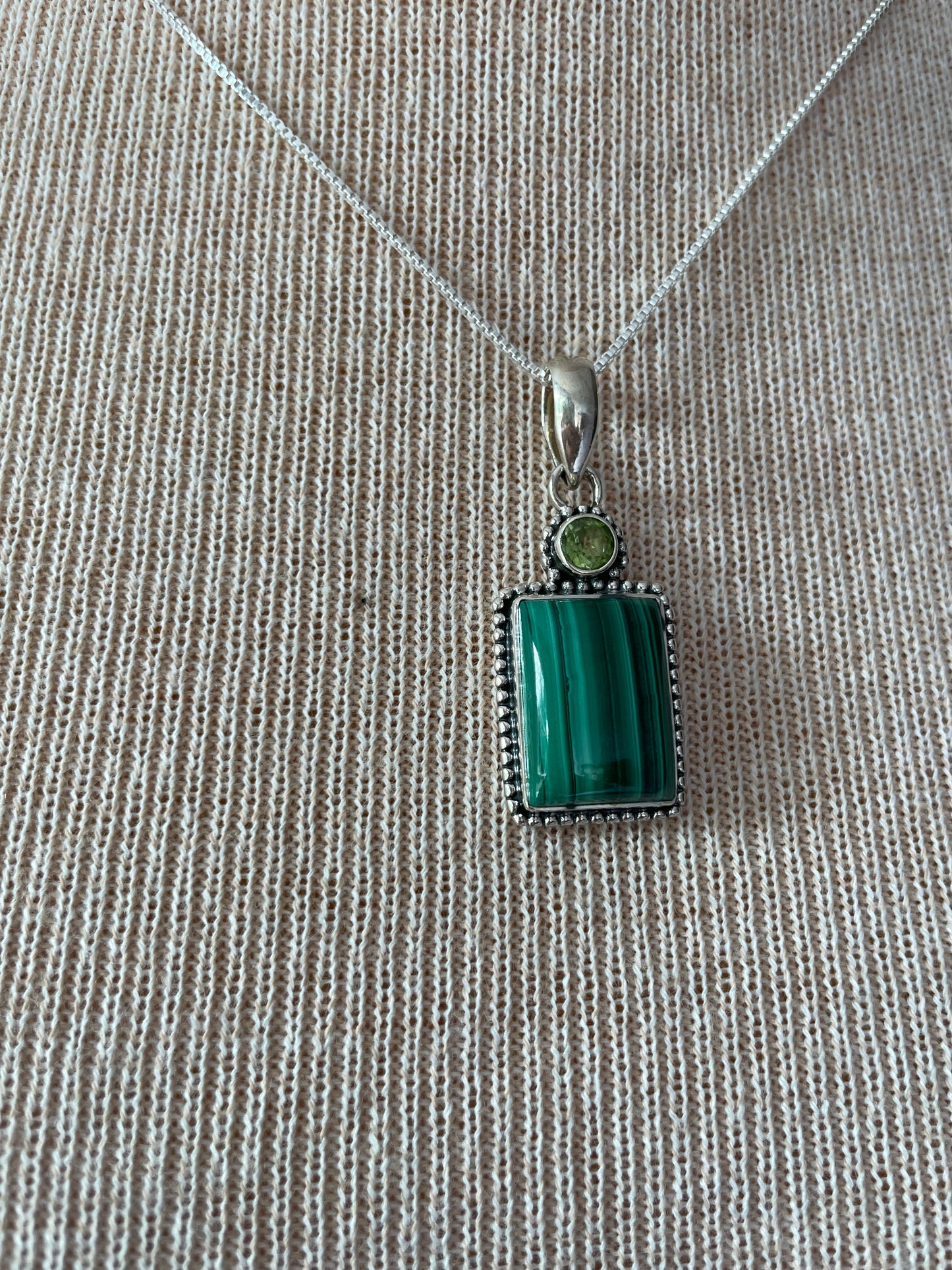 Malachite and Peridot Square Necklace