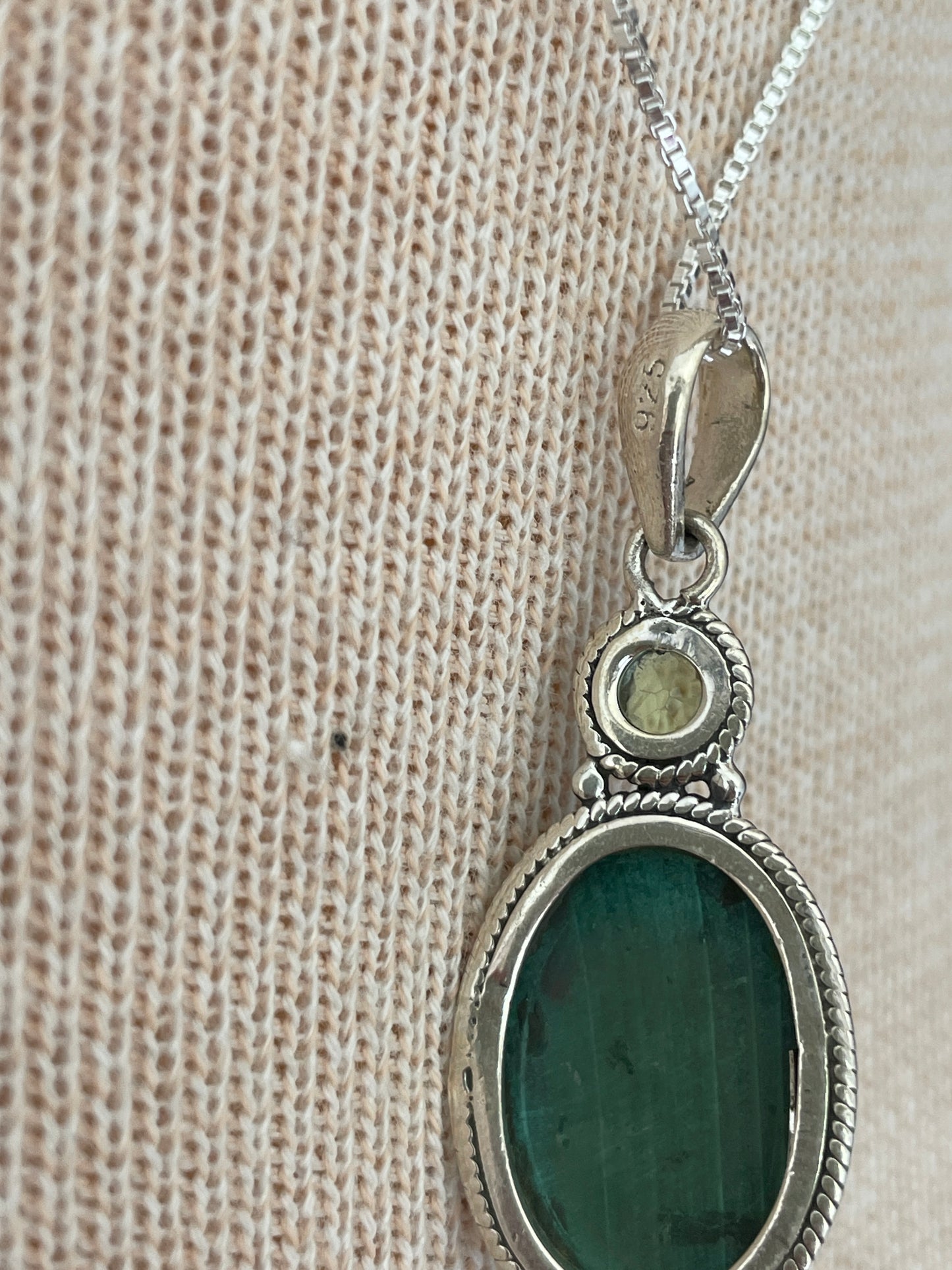 Malachite and Peridot Silver Necklace