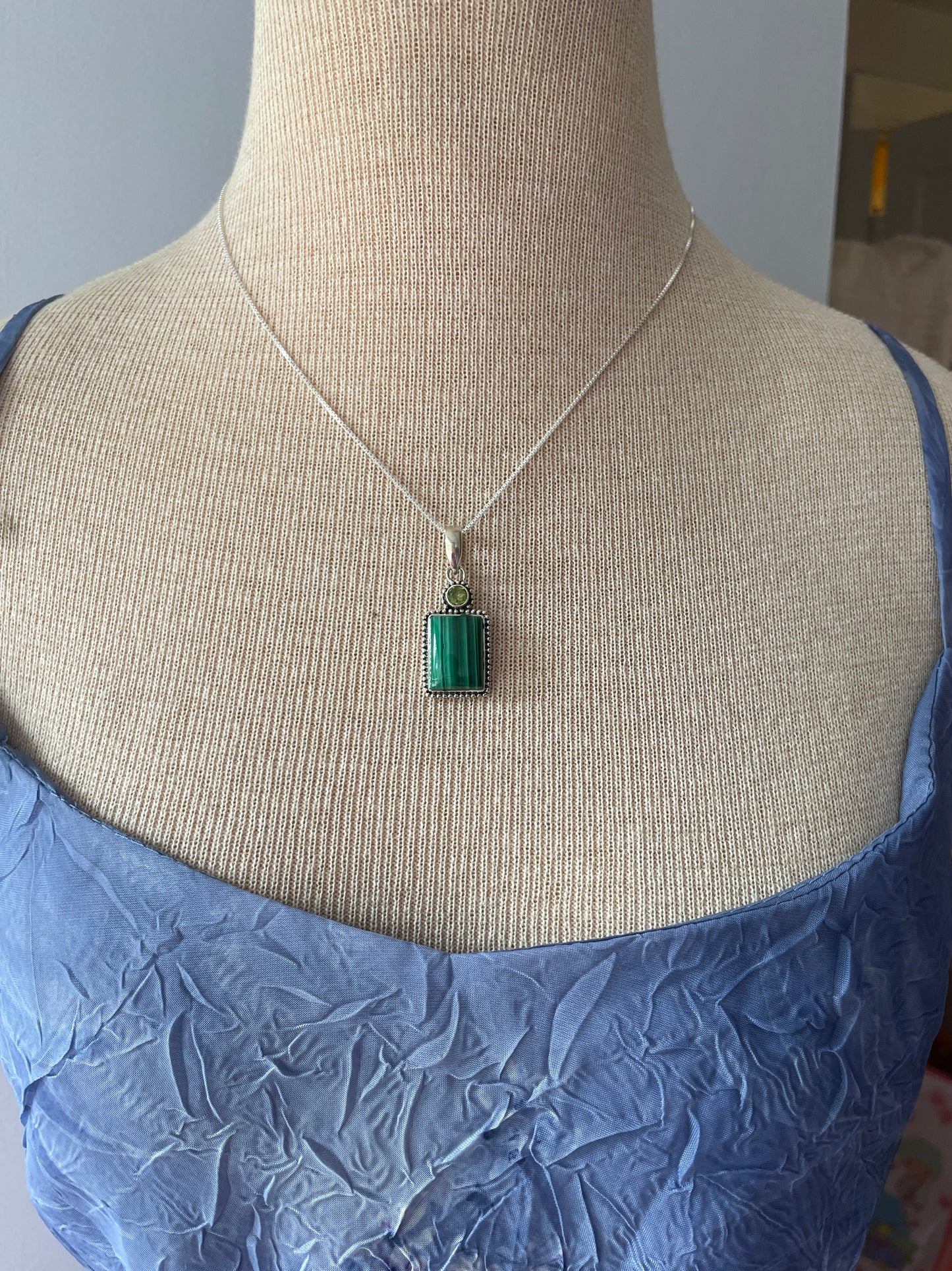 Malachite and Peridot Square Necklace