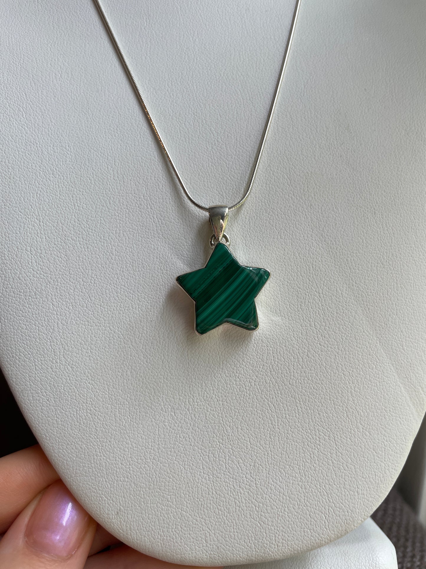 Sterling Silver Malachite Star Necklace