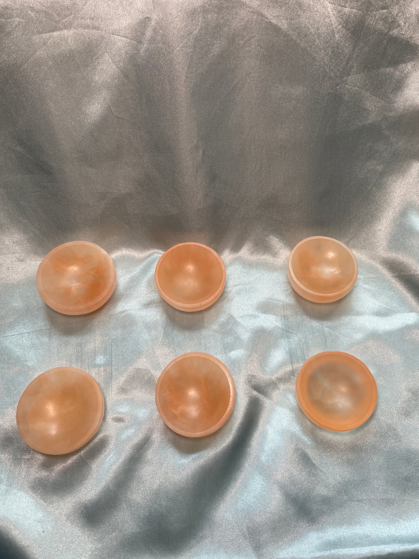 Peach Selenite small bowls